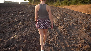 Hot Girl Walking In The Nature And Teasing Butt Under School Skirt thumbnail
