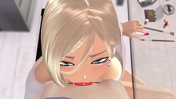 Mature blonde babe giving nice blowjob in 3d hentai