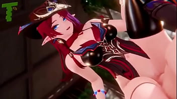 Aether cums in chaska's pussy in genshin impact
