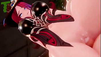 Aether cums in chaska's pussy in genshin impact
