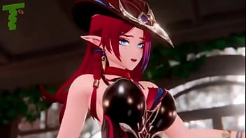 Aether cums in chaska's pussy in genshin impact