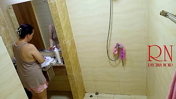 Shower voyeur camera nude regina noir in the shower washes and rubs with oil 1