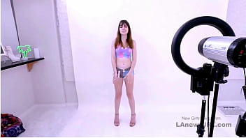 Elegant brunette model got seduced by the producer