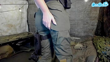 Beautiful blonde teen solider plays with her pussy