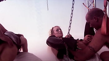 Next she's on her back getting her shaved twat screwed along with bending over until he