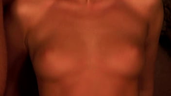 Threesome with a slutty brunette milf in outdoor