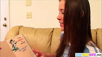 Horny 18 year old brunette undresses