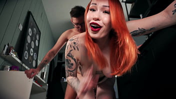 Dishwasher traps her and i take her ass rough from behind