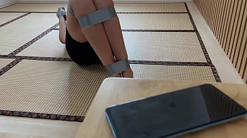 Horny girlfriend tied up and is punished with a vibrator