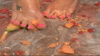 Pretty foot teen sucks and fucks a hard cock dry