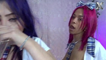 Students swallow the teacher's entire cock and leave it drooling