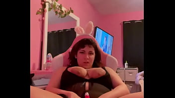 Pink vibrator on sluts clit