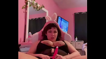 Pink vibrator on sluts clit