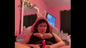 Pink vibrator on sluts clit