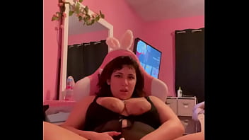 Pink vibrator on sluts clit