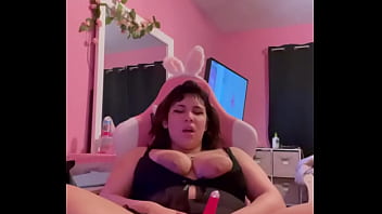 Pink vibrator on sluts clit