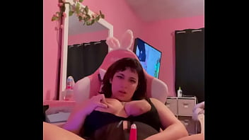 Pink vibrator on sluts clit