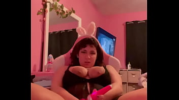 Pink vibrator on sluts clit