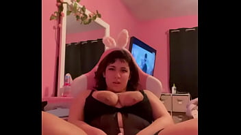 Pink vibrator on sluts clit