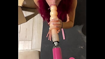 Cat red fetish girl got sexually aroused and blowjob sucked sex machine