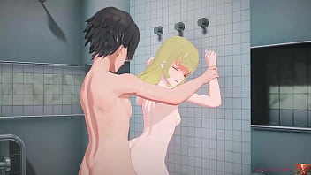 Blonde babe's rough shower surrender & wall domination