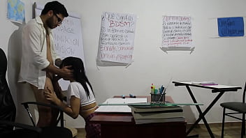 Teacher whipped and fucked petite student for her to pass exam