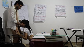 Teacher whipped and fucked petite student for her to pass exam