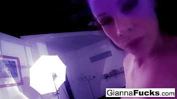 Busty slut rubs one out