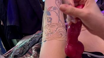 Strap on handjob tease