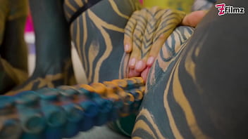 Heavy tattooed lesbian toy ride anal atm and fantasy dildo fun