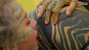 Heavy tattooed lesbian toy ride anal atm and fantasy dildo fun