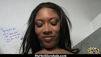 Natural cute black teen tries out gloryhole 5