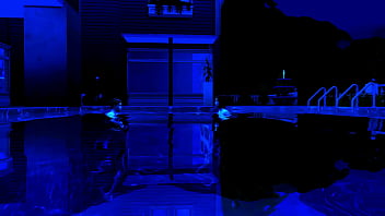 Stepmom swims naked with her son and then strokes his cock