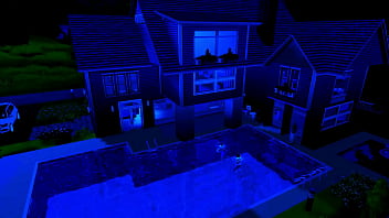 Stepmom swims naked with her son and then strokes his cock