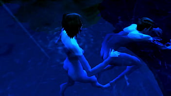 Stepmom swims naked with her son and then strokes his cock