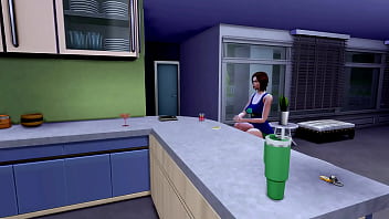 Stepmom swims naked with her son and then strokes his cock