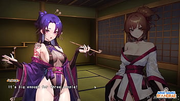 Ep9 double footjob with manari and yutaka half demon shinobi