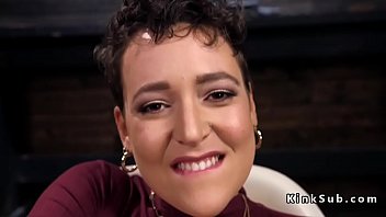 Babe masturbates and fucks machine