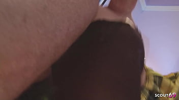 Slim and small tits virgin step sister 18 talk to defloration fuck and first time swallow cum by big dick guy