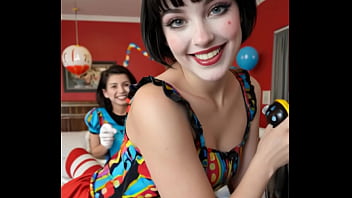Girl dressed as a clown made by ia test