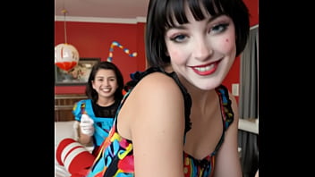 Girl dressed as a clown made by ia test