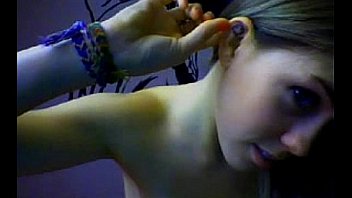 Blonde teen shows her natural tits on webcam