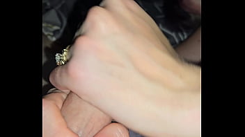 Wife jerks blows and fucks to cum covered asshole