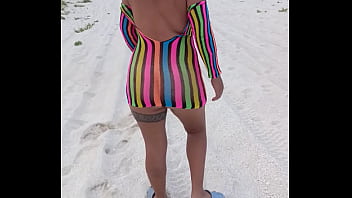 Flashing in the beach show my tits ass and more