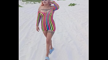 Flashing in the beach show my tits ass and more