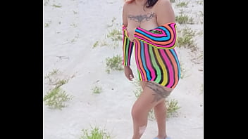 Flashing in the beach show my tits ass and more