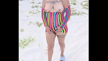 Flashing in the beach show my tits ass and more