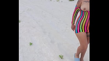 Flashing in the beach show my tits ass and more