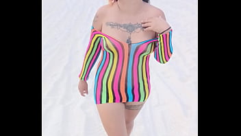 Flashing in the beach show my tits ass and more