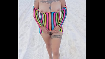 Flashing in the beach show my tits ass and more